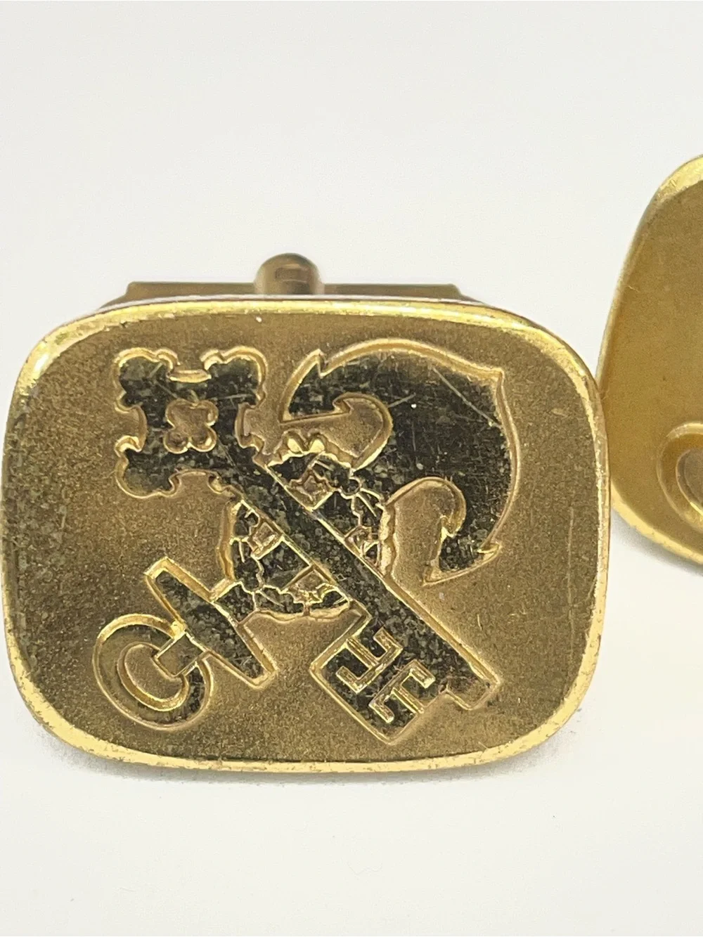 Gold-Tone Anchor & Key Cufflink - Men's Accessory